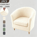 Housse fauteuil moderne beige rayures diagonales polyestère lavable machine 70 90cm haute 55 75cm