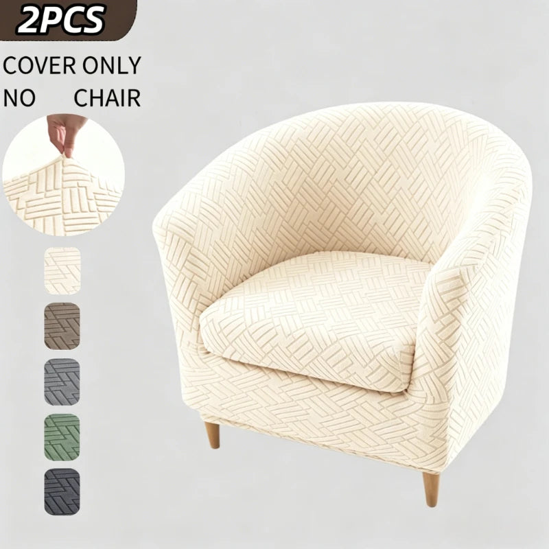 Housse fauteuil moderne beige rayures diagonales polyestère lavable machine 70 90cm haute 55 75cm