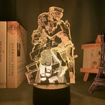 lampe table led transparente moderne illustration 3d personnages embrassant détails valises accessoire base solide