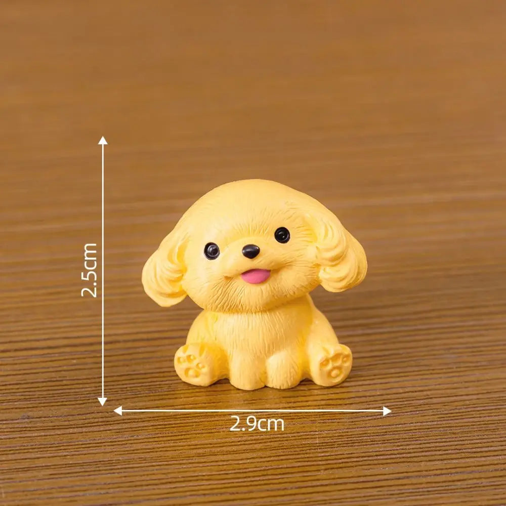 figurines chiens mignons résine cartoon peluche doux rose blanc marron gris