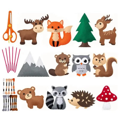 Kit couture DIY animaux feutrine gris clair