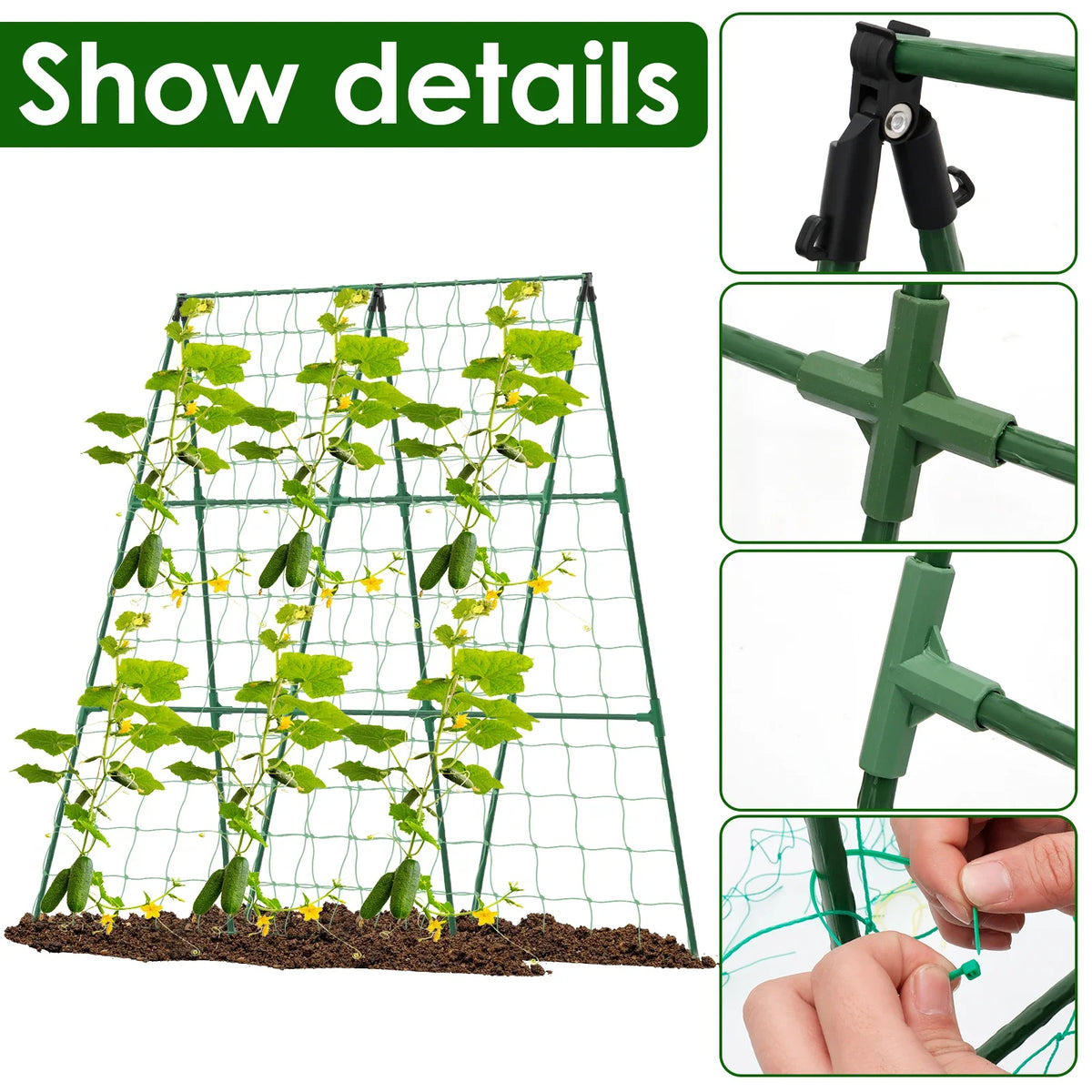 treillis support plantes grimpantes structure triangulaire treillage métallique jardinage rustique tubes connecteurs attaches
