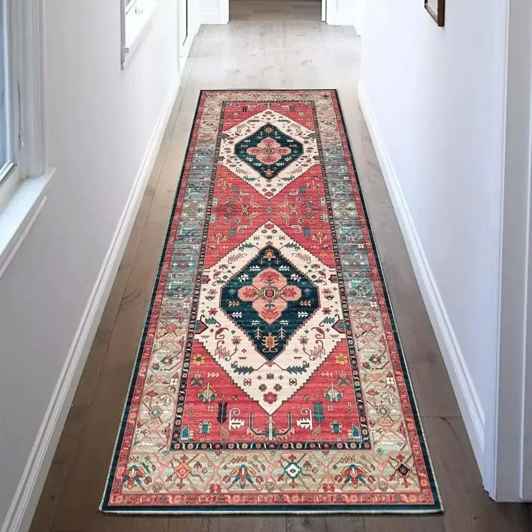tapis traditionnel rouge motif floral adhésif extérieur intérieur moderne polypropylène polyester