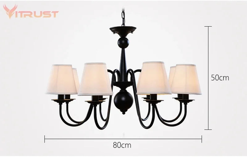 lustre fer noir classique abat jour blancs interrupteur bouton verre dépoli