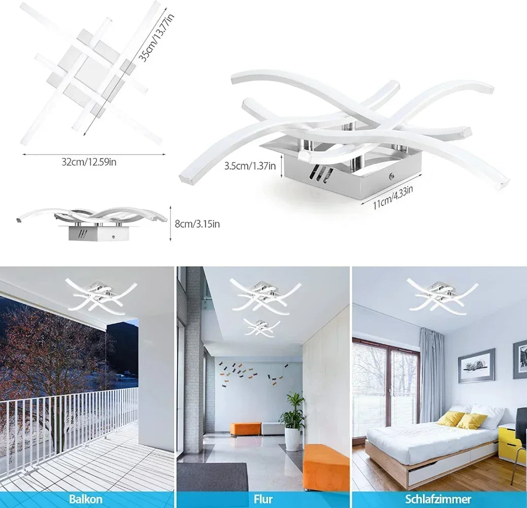 lampe moderne aluminium noir blanc flux lumineux élevé incurvé led contemporain