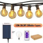 guirlande solaire led imperméable 10m 20ampoules ambrées patio extérieur télécommande étanche