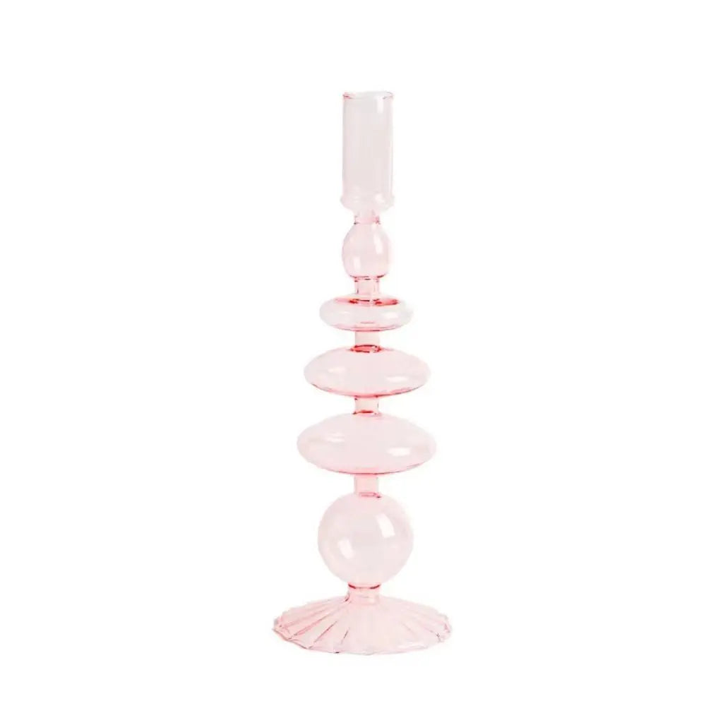 supports bougies rose transparent moderne minimaliste sans motif décoration intérieure chandelles mariage tables