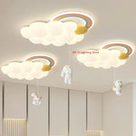 lampe suspendue moderne enfantine nuage arc ciel blanc jaune licorne cordon fixe chambre enfants