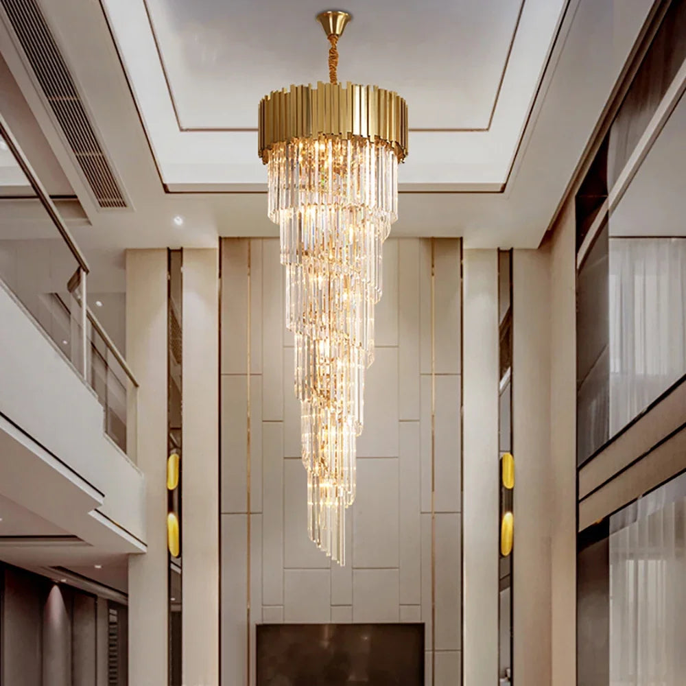 lustre contemporain luxueux doré transparent acier inoxydable cristal haute luminosité facile certifications multiples