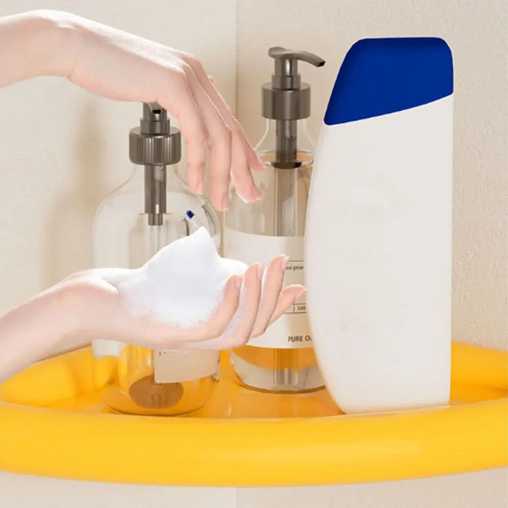 étagère salle bain rouge jaune moderne clips adhésifs pliable rangement angle