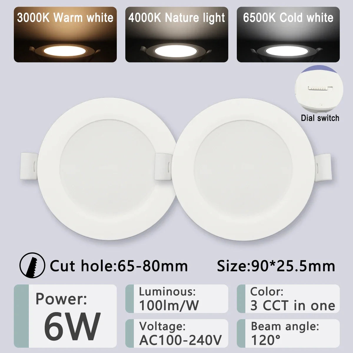 spots led encastrables 10w 14w 17w 20w 24w blanc modernes clips fixation 3000k 4000k