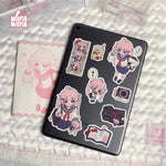 stickers kawaii dessins animés personnages desserts rose blanc gris noir opaques téléphone bagages moto