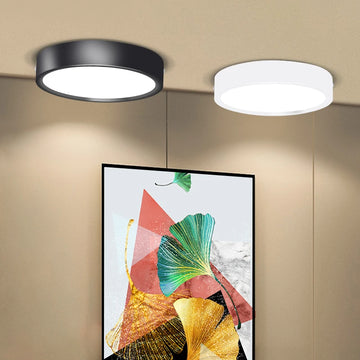 plafonnier led rond ultra mince moderne montage surface éclairage intérieur salon blanc noir
