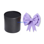 ruban noué violet clair rose pâle blanc crème argent classique boîte ronde occasion fête
