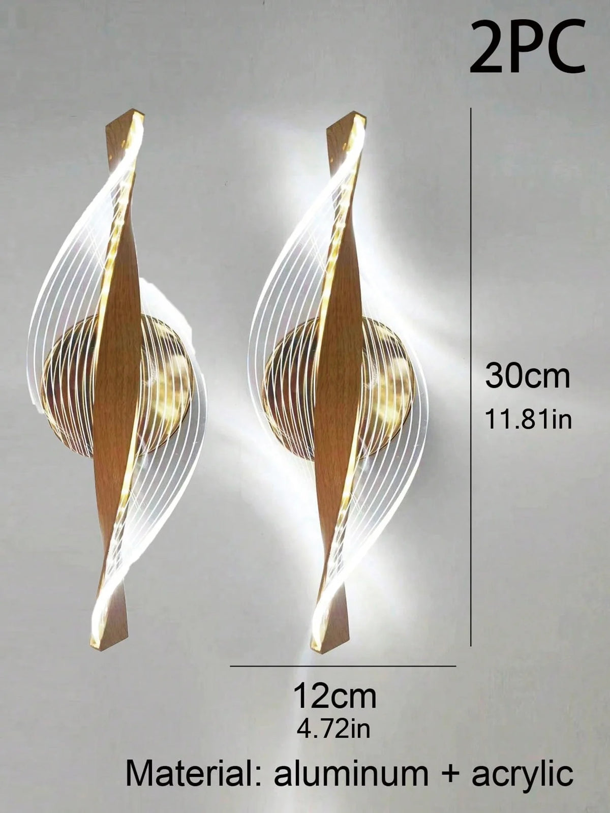 applique murale led moderne or brillante élégante chambre cuisine ondulé éclairage ambiant fixée mur