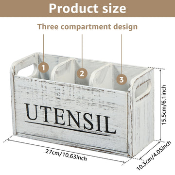 boîte ustensiles bois naturel rustique moderne compartiments ustensiles gris organisateur cuisine