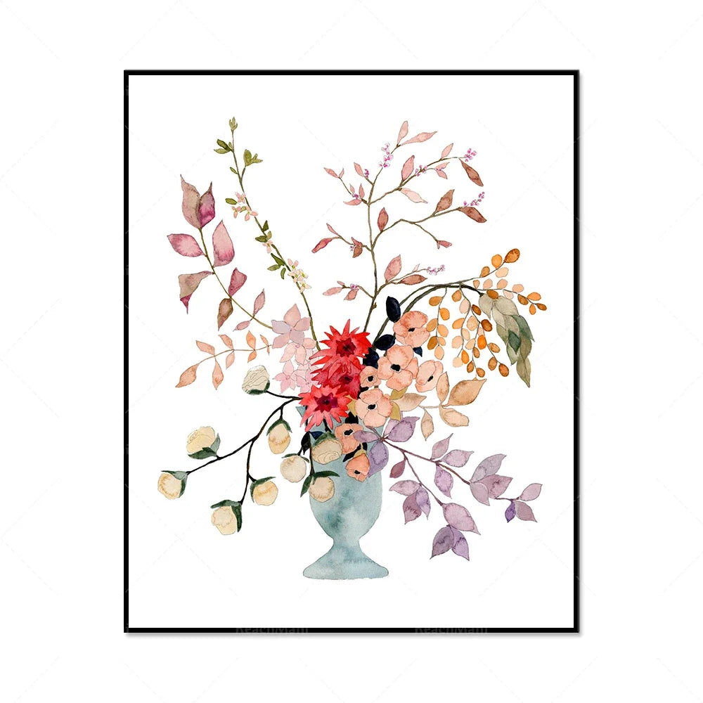 Bouquet de fleurs automnales colorées dans un vase en céramique.