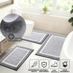 tapis bain doux absorbant gris clair rayures moderne non slip microfibre 40cm 60cm