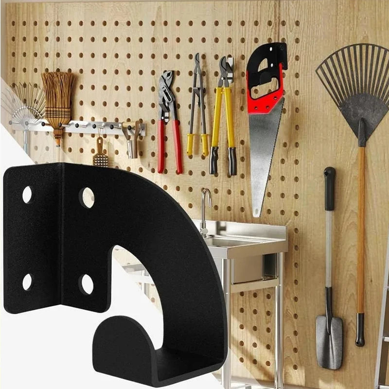 support murailles outils acier robuste jardin scie sécateur pelle orange noir perforations utilitaire