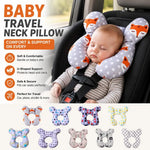 coussin voyage bébé gris blanc orange motifs animaux confortable shaped