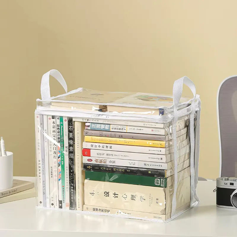 organisateur livres transparent noir poignées amovibles moderne pratique sac livres étudiant classe rangement ménage