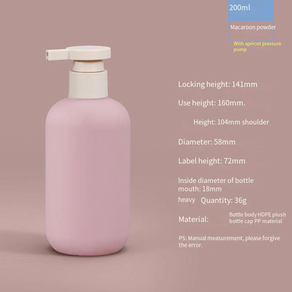 flacon cosmétique rose pâle 200ml 300ml bouchon blanc moderne salon