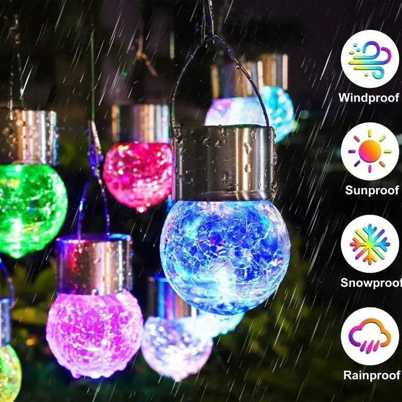 guirlande lumineuse solaire multicolore moderne clips texture craquelée extérieure jardin led