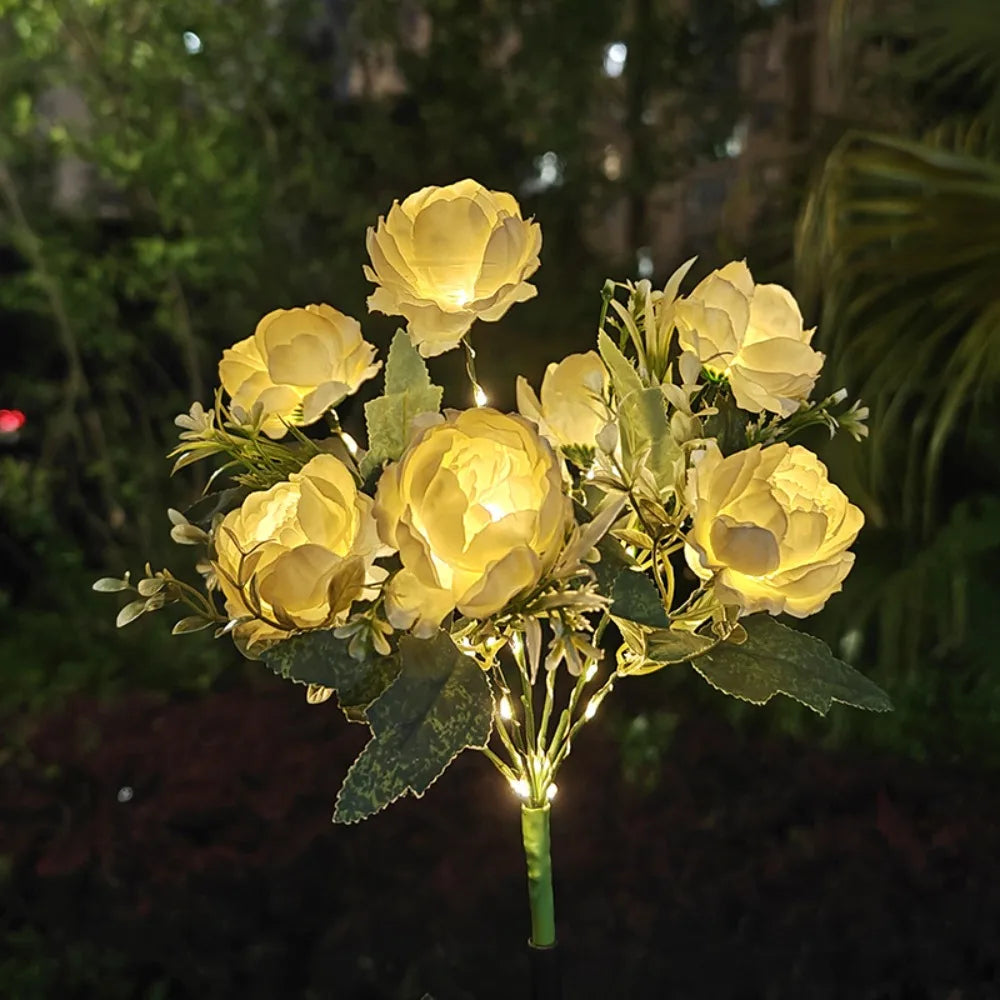 bouquet fleurs artificielles lumineuses rose orange blanc moderneextérieur clips autonomesoledécoratif