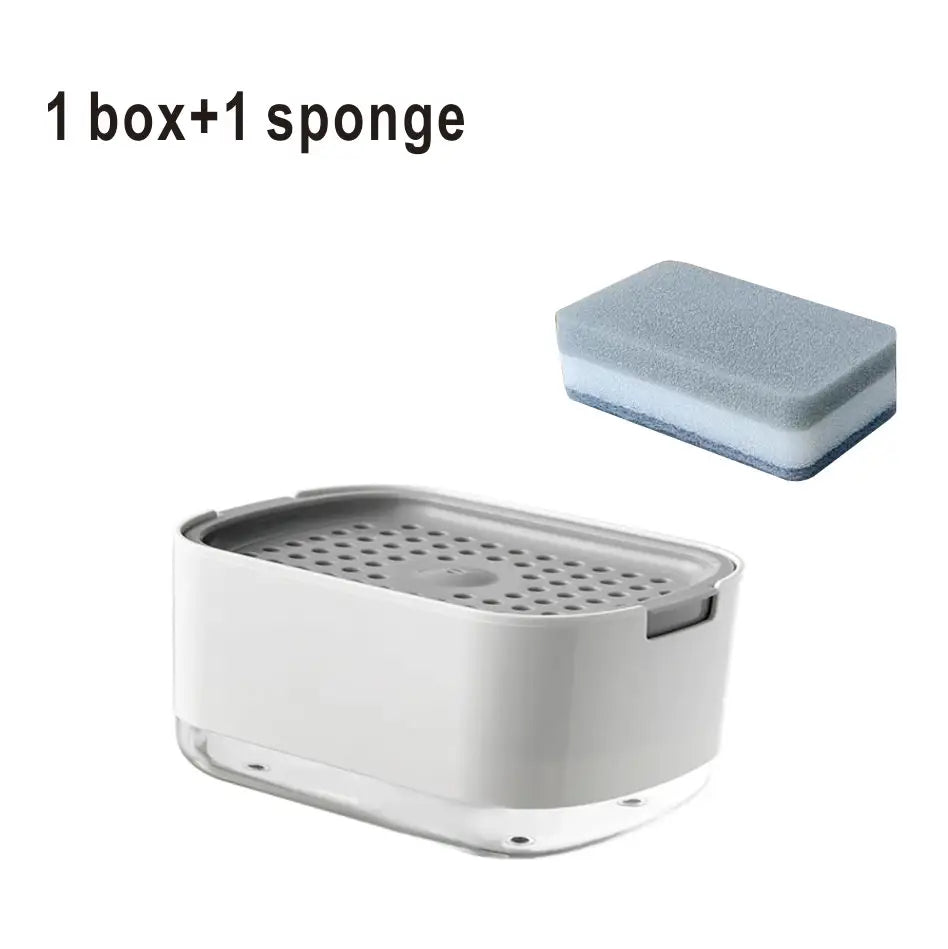 distributeur savon mousse blanc moderne support éponge pompe couvercle compartimentOpaque
