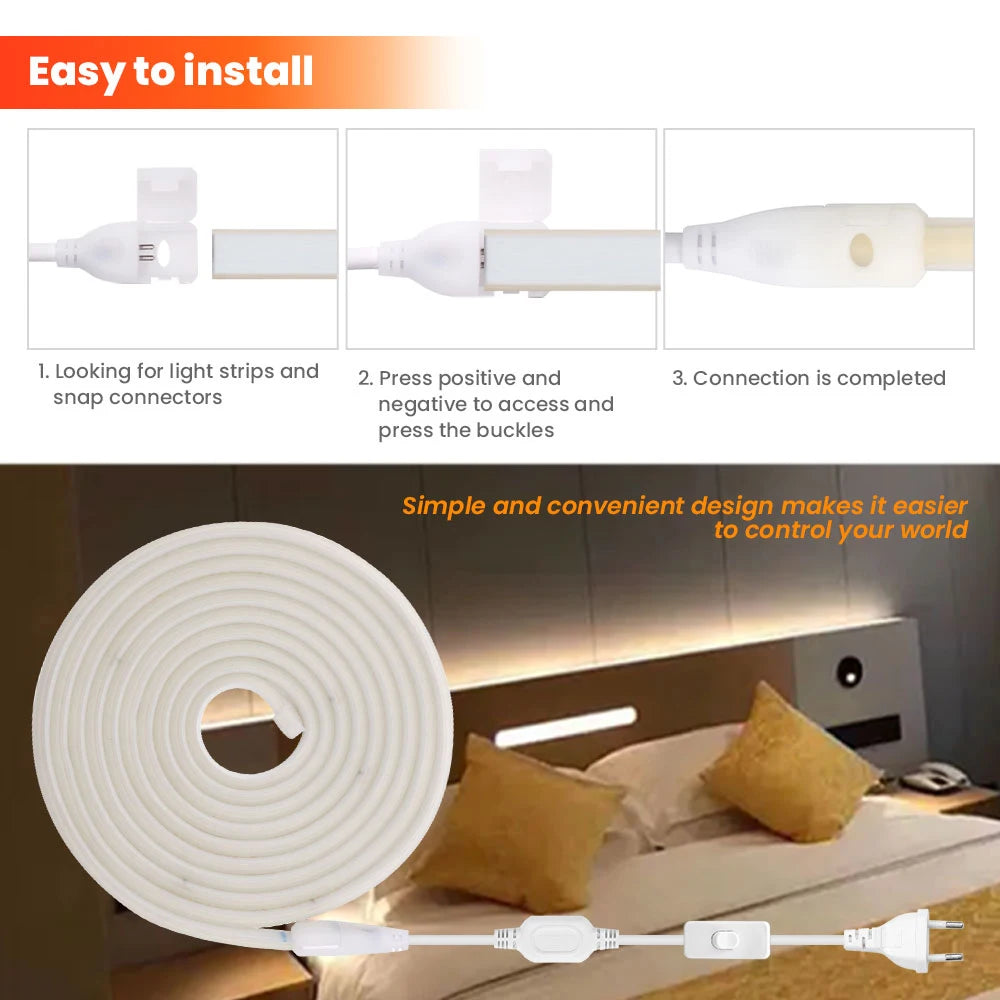 ruban led blanc plat moderne interrupteur clips fixation 10mm 6mm 40 150cm