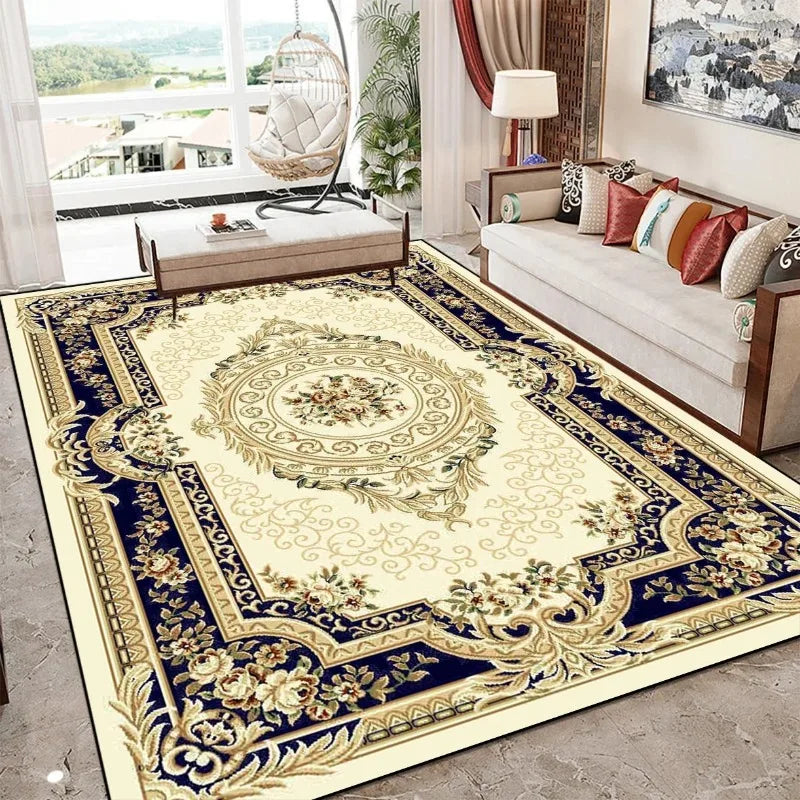 tapis oriental floral rouge beige doré extérieur salon chambre moelleux antidérapant moderne