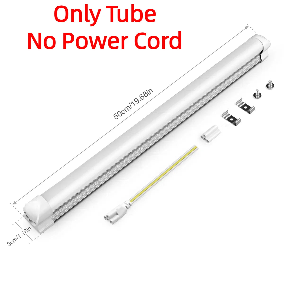 tube led blanc lisse ultra lumineux 50cm moderne clips inclusion connecteur fil blanc modernité
