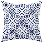 housse coussin bleu marine motif géométrique feuilles palmier sweet moderne minimaliste polyester