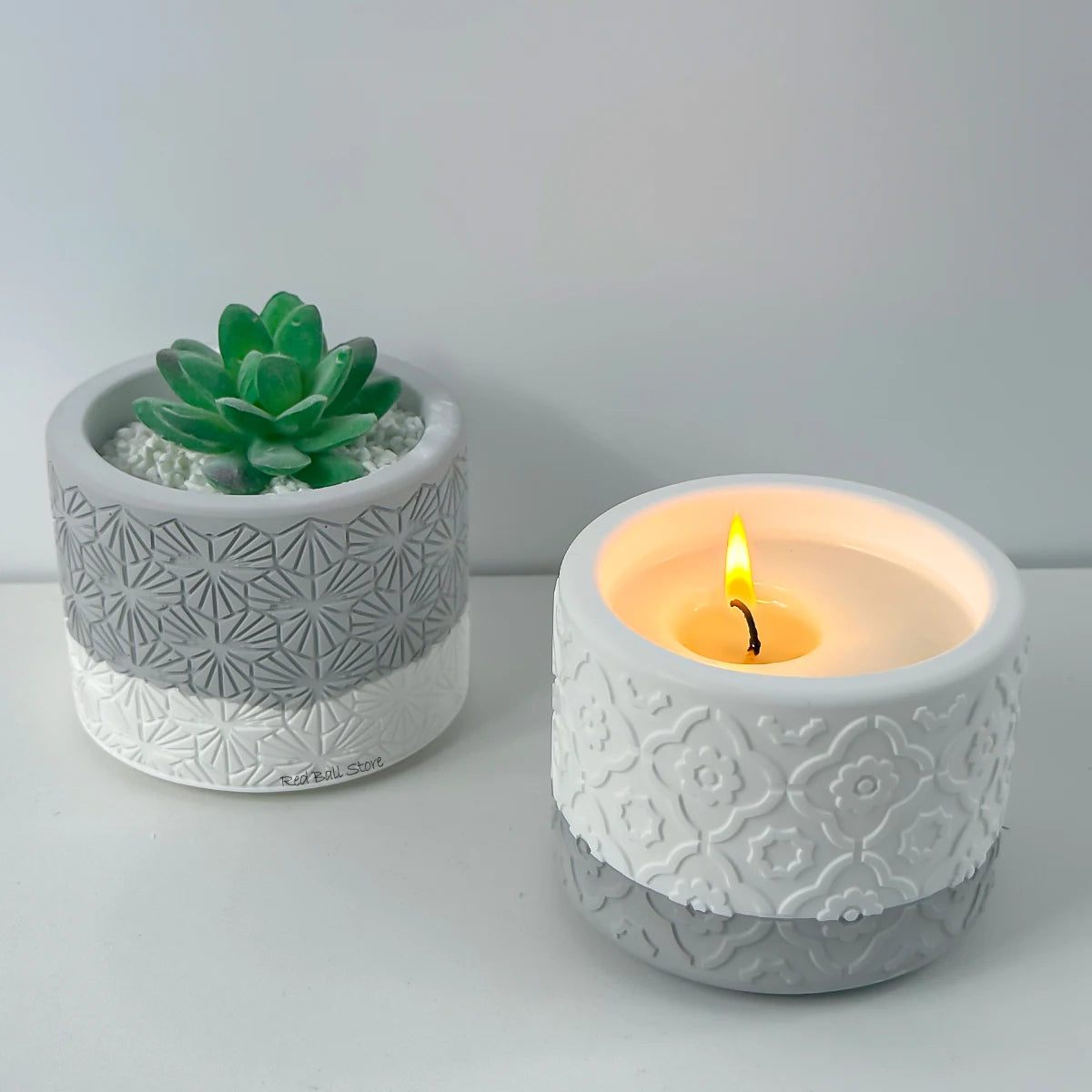 moule silicone bougies géométriques floraux blanc gris moderne élégant hand made artisanat fabrication decoration