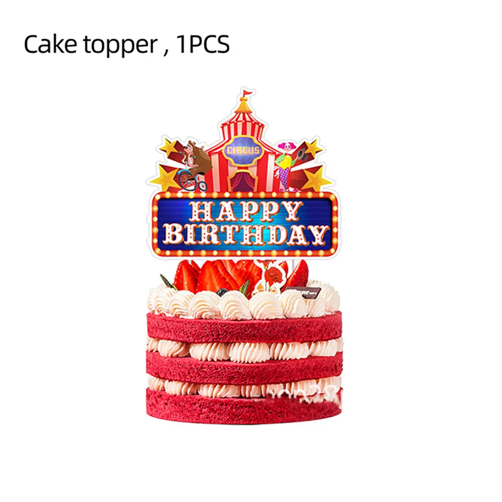assiettes jetables thème cirque animaux lettres happy birthday festives multicolores enfants anniversaire mariage