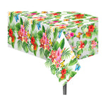 nappe jetable anniversaire motif tropical feuilles palmier fleurs verte moderne festivités été