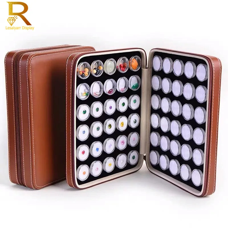 boîte bijoux simili cuir marron noir classique fermeture glissière boîtes transparentes bijoux organiser exposer