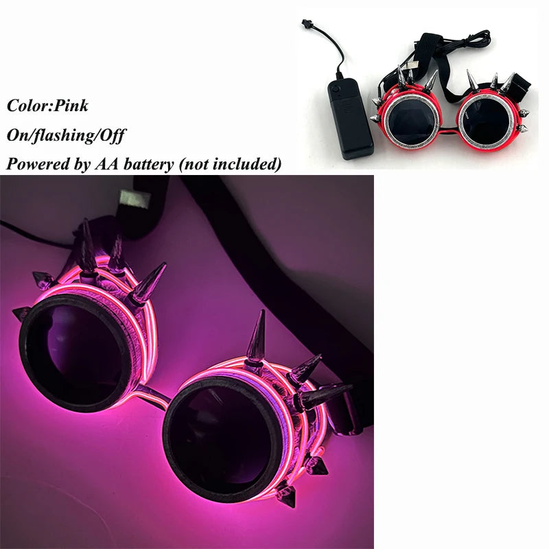 lunettes lumineuses led futuristes transparentes paillettes circuit imprimé élastique fête rave club nuit