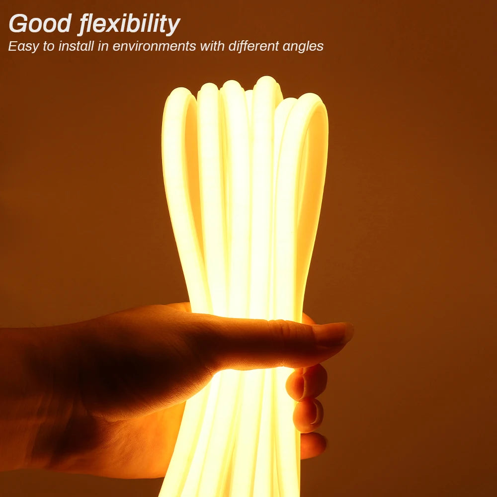 Bande LED COB enroulée montrant sa flexibilité et son design