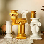 bougeoir classique blanc or sculpté décoration maison statue colonne grecque résine architecturalintérieur ornement