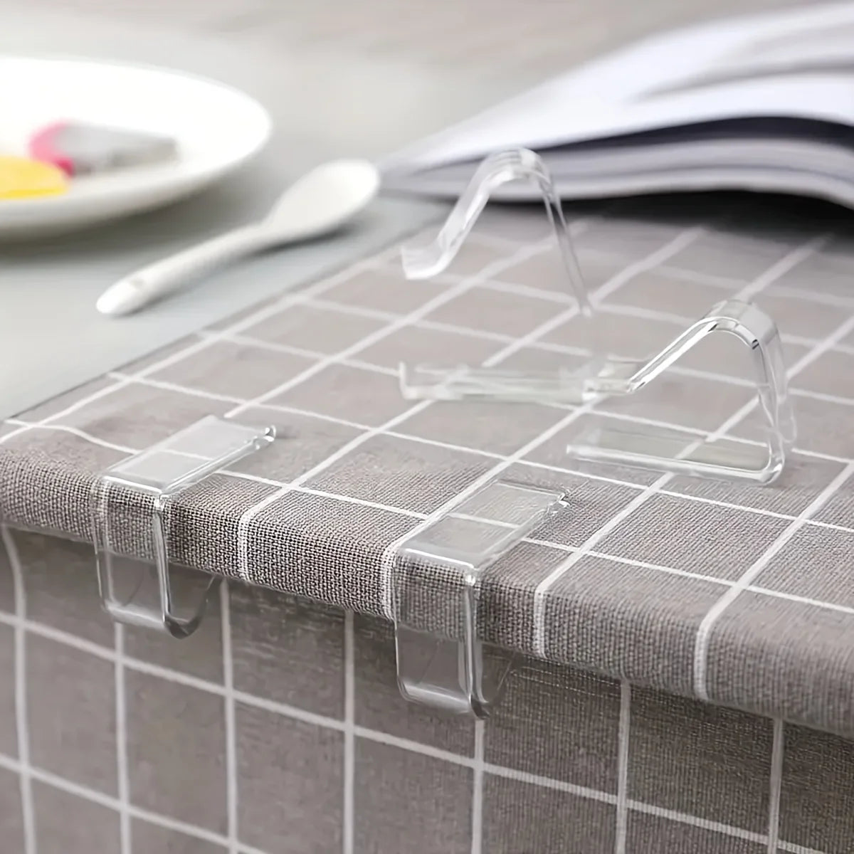 supports tissu clips transparents moderne gris clair lignes blanches 5.1cm 4.1cm 8pièces 16piècesintérieur extérieur