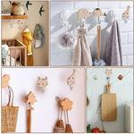 porte sacs animaux dessin animé bois naturel adhésif moderne décoration maison chambre