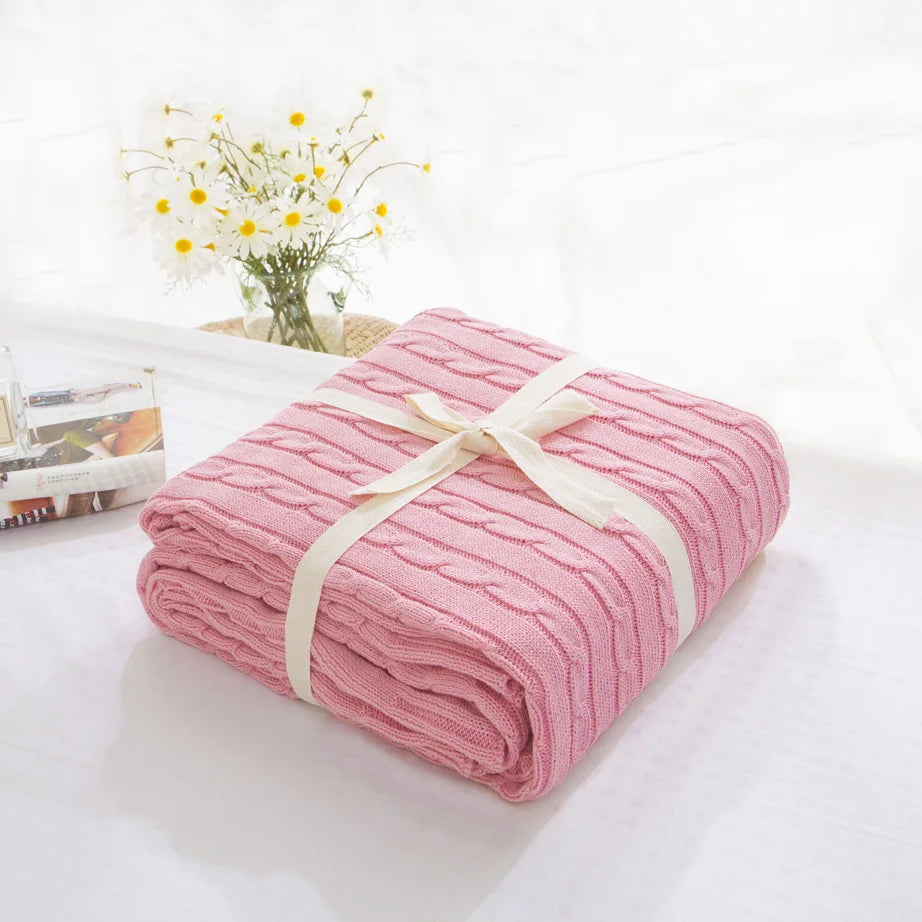 couverture tricotée coton pur lit canapé décoration maison douce grande taille rectangle