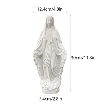 statue vierge marie résine blanche draperies rosier cœur décoration religieuse classique maison