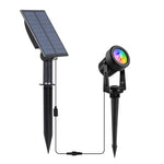 projecteur solaire led ip65 moderne noir matextérieur câble controle rgb autonomie