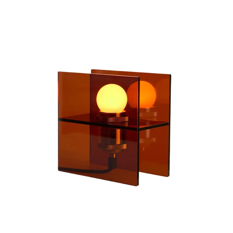lampe table moderne bleu translucide lumière led base acrylique adhésif chambre