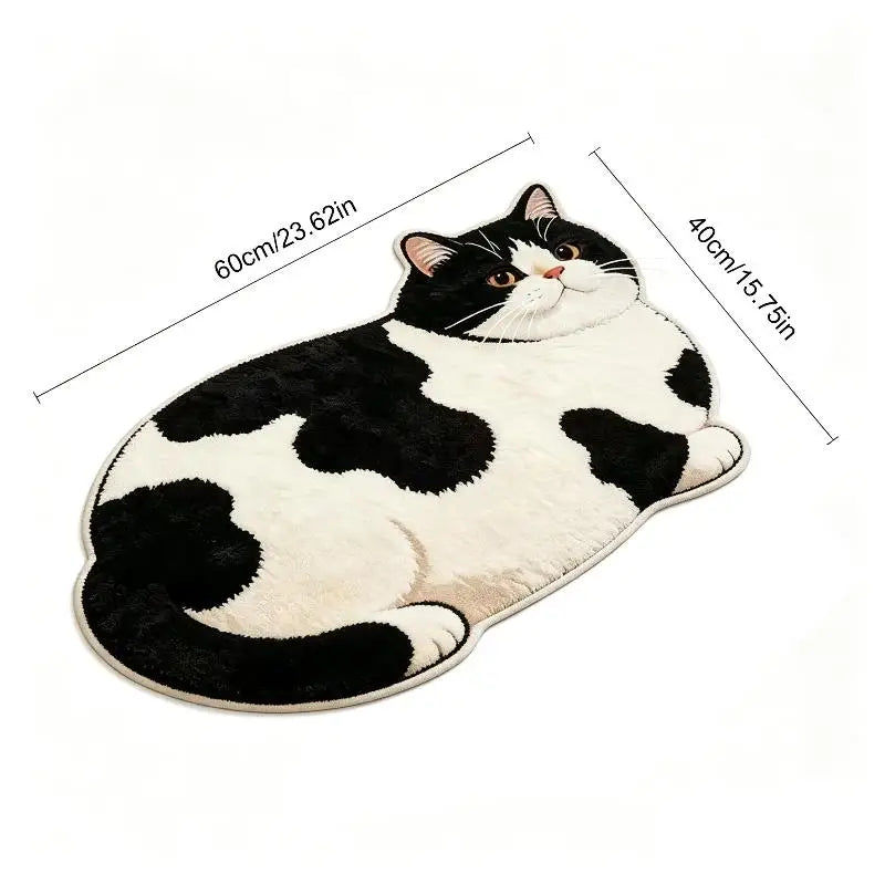 tapis sol noir blanc chat imprimé adhésif moderne absorption rapide PVC