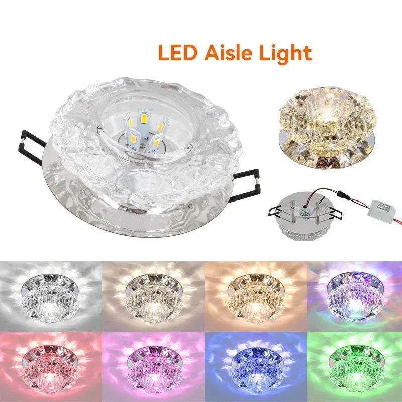 Spot LED moderne cristal transparent clips fixationacier inoxydable led