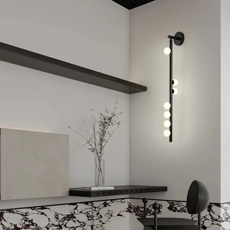 applique murale moderne minimaliste lumière led noir blanc doré deco chambre coucher interrupteur bouton