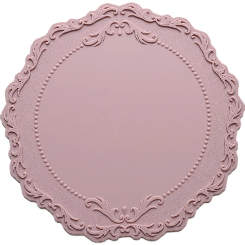 placemat classique ornements floraux bordure dentelée silicone gris vert rouge bleuclair rose beige blanc